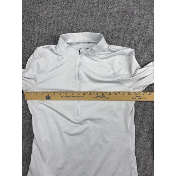 Under Armour Pullover Womens Medium Gray HeatGear Run 1/2 Zip Thumbholes Raglan - Picture 4 of 8